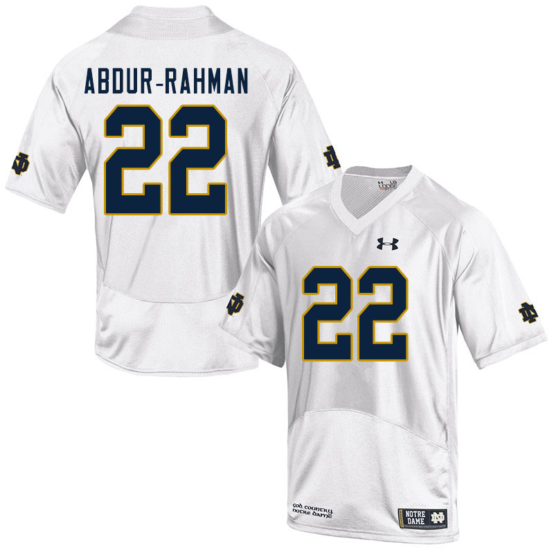 Men's NCAA Notre Dame Fighting Irish #22 Kendall Abdur-Rahman Stitched College Under Armour Authentic White Football Jersey CV10Q75OV